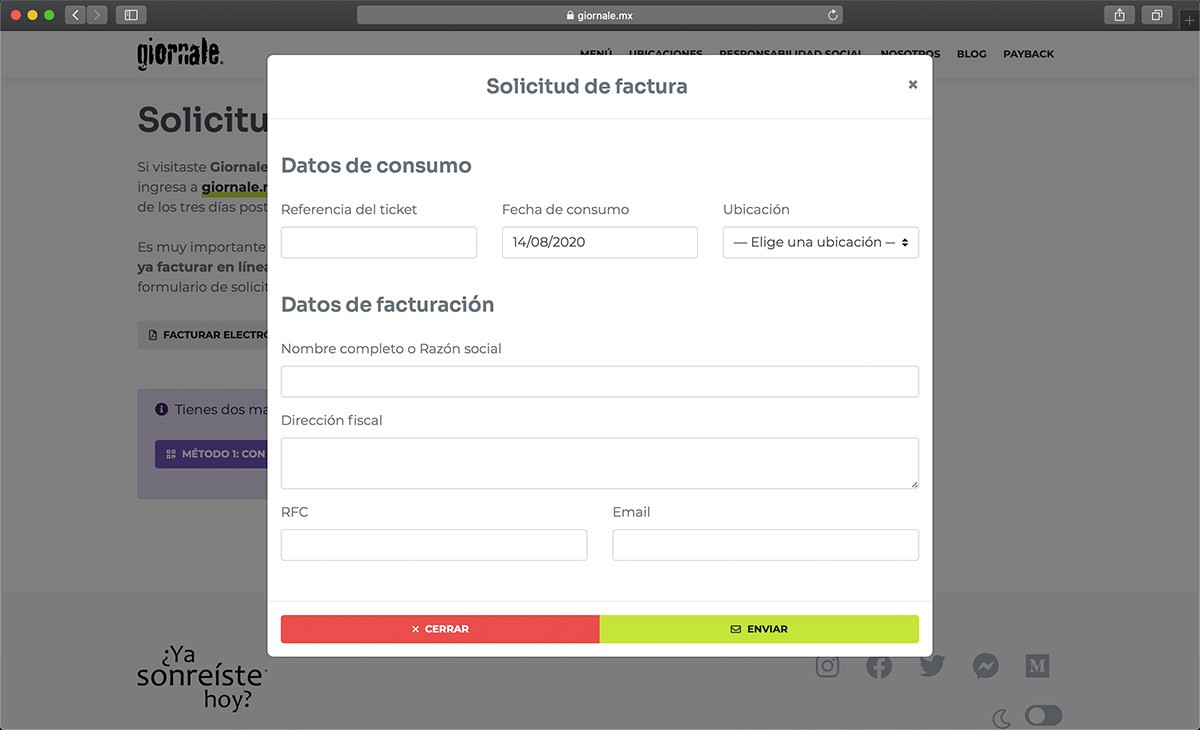 Giornale Invoice Form
